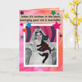 猫カードと結婚 カード (黄色い花)