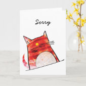 猫カードの申し訳ない カード (黄色い花)