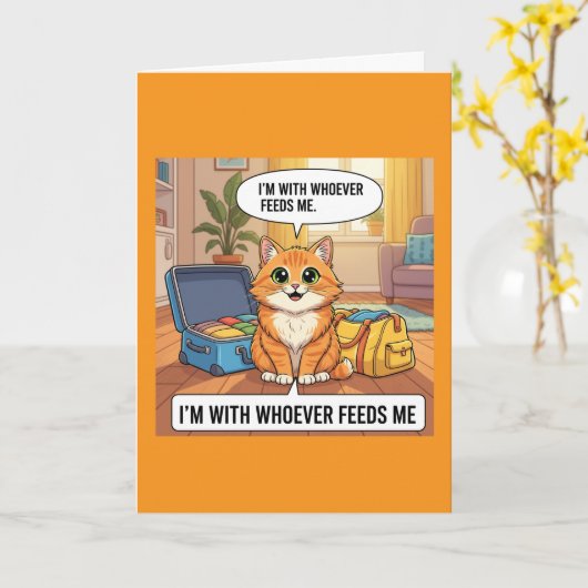 猫カードの離婚を恐れたホワイワイの私 カード (黄色い花)