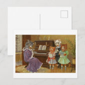 猫ガキ風変わりな歌ヴィンテージ ポストカード (正面/裏面)