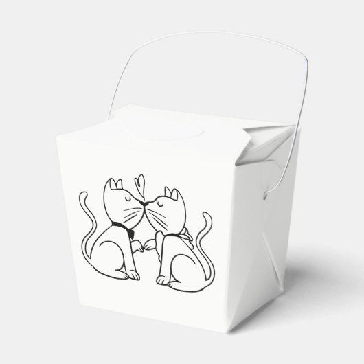 猫キスをするの結婚ブライダルシャワー白黒 フェイバーボックス (正面サイド)