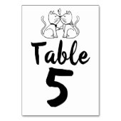 猫キスをする子猫モダン結婚白黒 テーブルナンバー (正面)