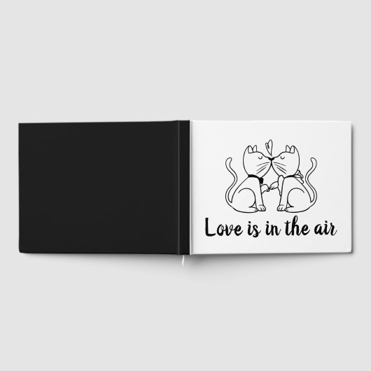 猫キスをする白黒結婚ブライダルシャワー ゲストブック (全面)