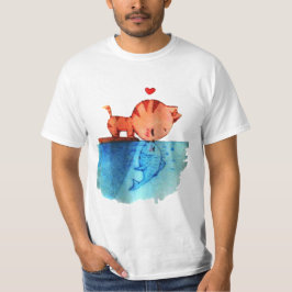 猫キスをする魚 Tシャツ