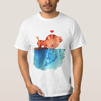 猫キスをする魚 Tシャツ