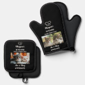 猫キッおもしろいチンが毎日のように承認した写真 鍋つかみ&鍋敷きセット (正面/裏面)