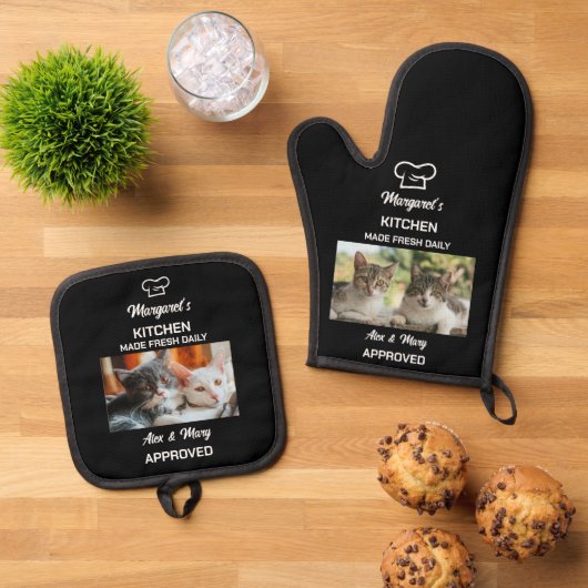 猫キッおもしろいチンが毎日のように承認した写真 鍋つかみ&鍋敷きセット (トップダウン)