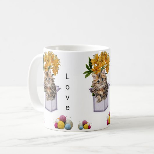 猫キットヤーン猫の採用マグ コーヒーマグカップ (正面左)