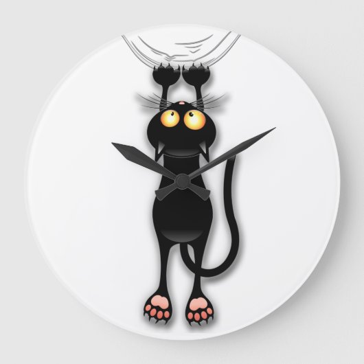 猫キャラクター掻き布 ラージ壁時計 (正面)