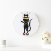猫キャラクター掻き布 ラージ壁時計 (ホーム)