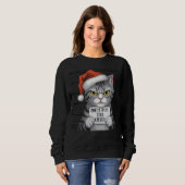 猫キラー・クリスマスツリーTシャツ 女性用 スウェットシャツ (正面フル)