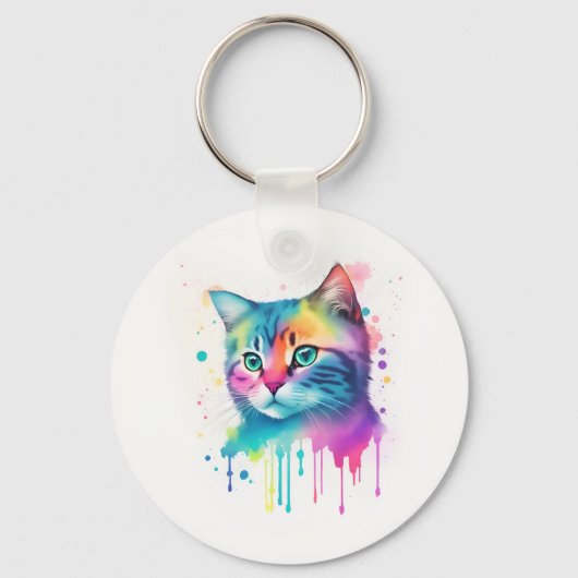 猫キーチカラフルェン キーホルダー (正面)