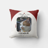 猫キープサケペット2枚の写真メモリアルバーガンディ クッション (正面)