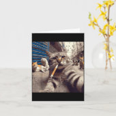 猫ギャングストリート猫セルフィー面白いミームユーモアM カード (黄色い花)