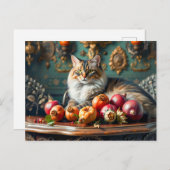 猫クラシックと果物の・スティルライフ ポストカード (正面/裏面)