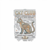 猫クラブ 猫の解剖図 科学図 レトロなデザイン シール (正面)