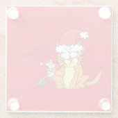 猫クリスマスおもしろいマンガかわいいネズミ ガラスコースター (裏面)