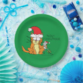 猫クリスマスおもしろいマンガかわいいネズミ ペーパープレート (パーティー)