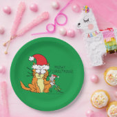 猫クリスマスおもしろいマンガかわいいネズミ ペーパープレート (パーティー)