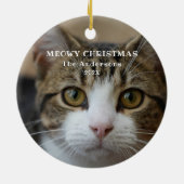 猫クリスマスキュート子猫フォトマイオウィクリスマス セラミックオーナメント (裏面)