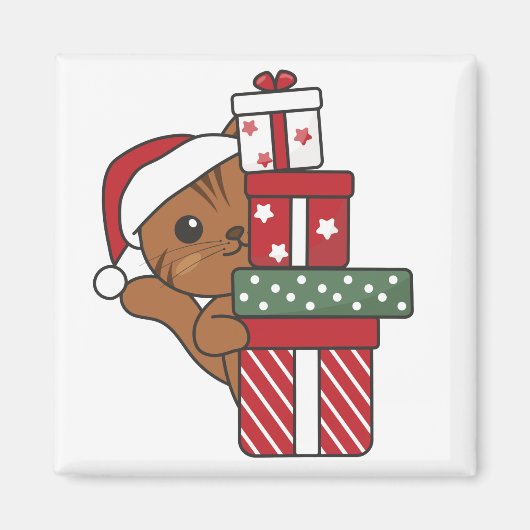 猫クリスマスギフト冬の動物の猫マグネット マグネット (正面)