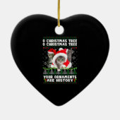 猫クリスマスシャツおもしろいクリスマス猫好きマッチング セラミックオーナメント (裏面)