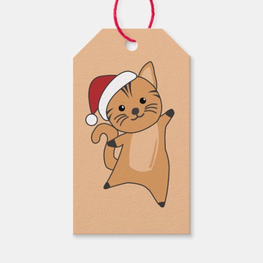 猫クリスマススノーウィンターアニマルキャッツギフトラベル ギフトタグ (正面)