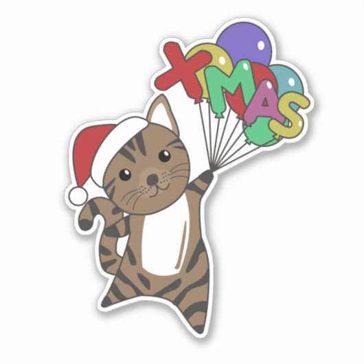 猫クリスマススノーウィンターアニマルズキャッツシール シール (正面)