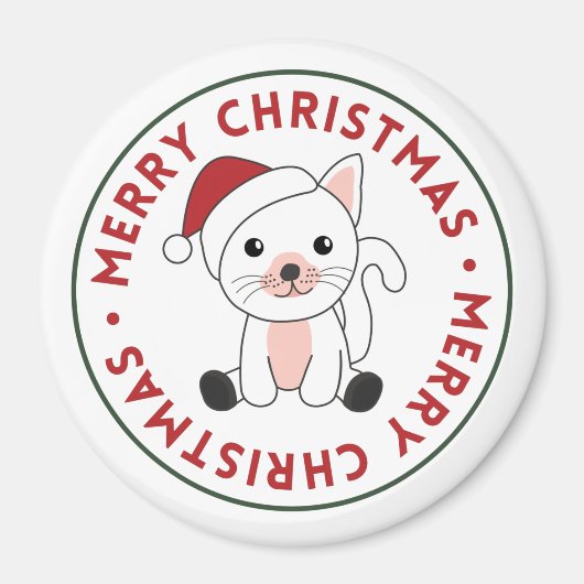 猫クリスマススノーウィンターアニマルズマグネット マグネット (正面)