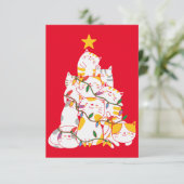 猫クリスマスツリーおもしろい猫クリスマス サンキューカード (スタンド正面)