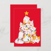 猫クリスマスツリーおもしろい猫クリスマス サンキューカード (正面/裏面)