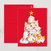 猫クリスマスツリーおもしろい猫クリスマス ポストカード (正面/裏面)