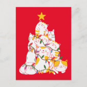 猫クリスマスツリーおもしろい猫クリスマス ポストカード (正面)