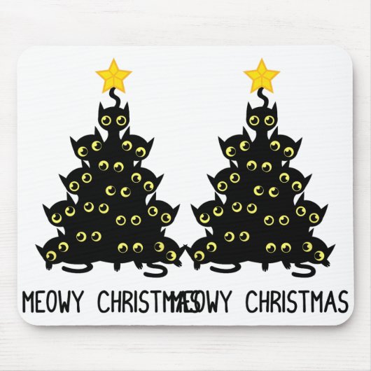 猫クリスマスツリーかわいい黒い子猫の恋人Meowy W マウスパッド (正面)