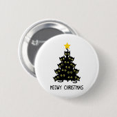 猫クリスマスツリーかわいい黒い子猫の恋人Meowy W 缶バッジ (正面&裏面)