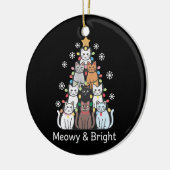 猫クリスマスツリームー明るい可愛いクリスマス セラミックオーナメント (左)