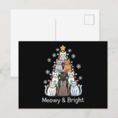 猫クリスマスツリームー明るい可愛いクリスマス ポストカード (正面/裏面)
