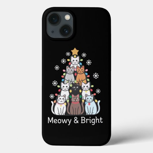 猫クリスマスツリームー明るい可愛いクリスマス Case-Mate iPhoneケース (裏面)