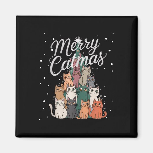 猫クリスマスツリー猫クリスマスツリーがクリスマスと結婚 マグネット (正面)