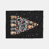 猫クリスマスツリー猫クリスマスツリーと結婚Catmas Tan フリースブランケット (正面(横))