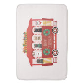 猫クリスマストロリーのクリスマス バスマット (正面縦)