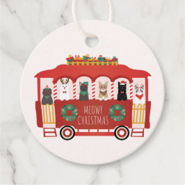 猫クリスマストロリーのクリスマス フェイバータグ