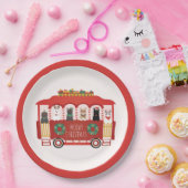 猫クリスマストロリーのクリスマス ペーパープレート (パーティー)