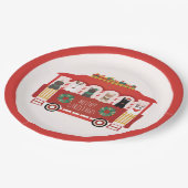 猫クリスマストロリーのクリスマス ペーパープレート (アングル)