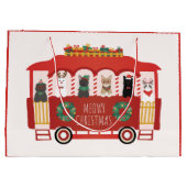 猫クリスマストロリーのクリスマス ラージペーパーバッグ (裏面)