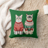 猫クリスマスピロー、虎猫、シャム猫 クッション (ブランケット)