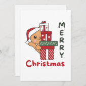 猫クリスマスプレゼント冬の動物の猫 シーズンカード (正面/裏面)