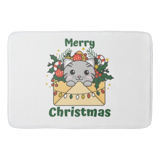 猫クリスマスレターウィンターアニマルキャッツ バスマット (正面)