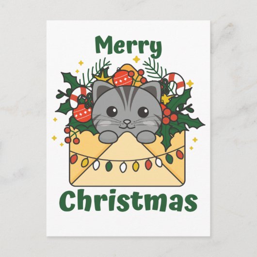 猫クリスマスレターウィンターアニマルズホリデーP シーズンポストカード (正面)