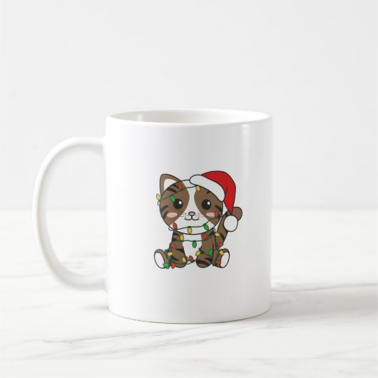 猫クリスマス冬の動物たち コーヒーマグカップ (左)